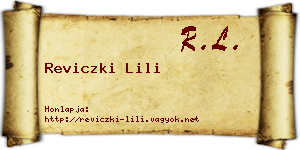 Reviczki Lili névjegykártya